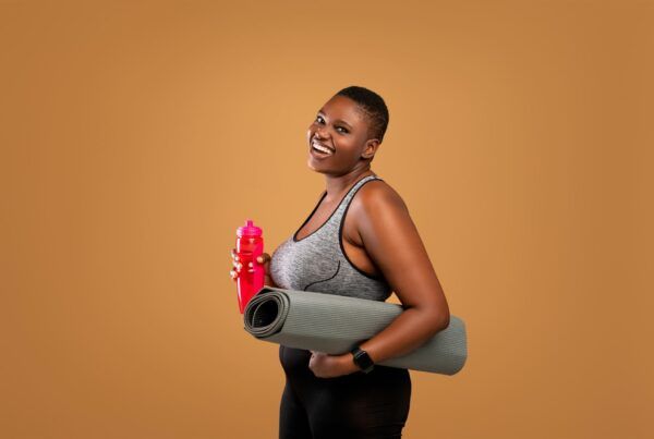 Woman on her way to exercise